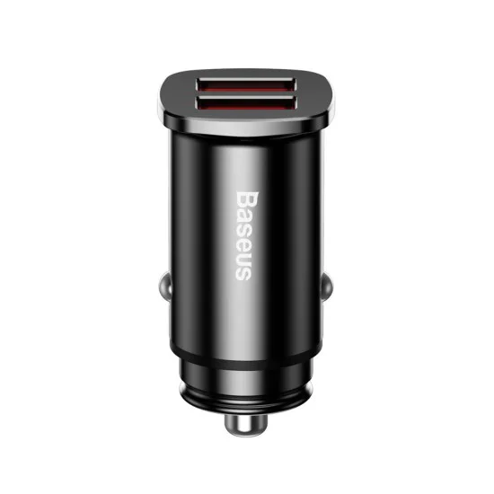 Двойно зарядно за кола, USB, 30 W - Baseus Square Metal (CCALL-DS01) - черно