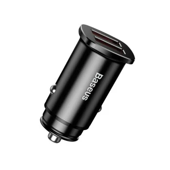 Двойно зарядно за кола, USB, 30 W - Baseus Square Metal (CCALL-DS01) - черно