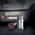Двойно зарядно за кола, USB, 30 W - Baseus Square Metal (CCALL-DS01) - черно