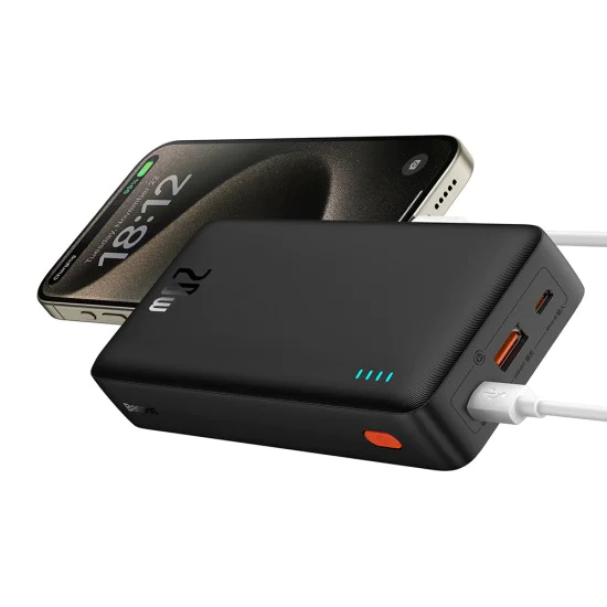 Външна USB батерия, Type-C, Micro-USB, 20W, 20000mAh - Baseus Airpow (P10022804113-00) - Черна