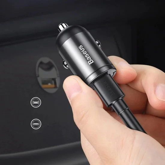 Зарядно за кола, бързо зареждане, 30 W - Baseus Tiny Star Mini (C00035000817-Z1/VCHX-A0G) - Космическо сиво