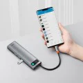 USB-C към 3 x USB, Type-C, VGA, 2x HDMI, TF/SD концентратор - Baseus (CAHUB-CT0G) - сив