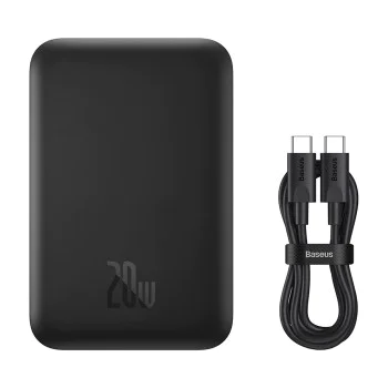 Baseus - Power Bank Mini Air (P10059002113-00) - Type-C, MagSafe зареждане, 20W, 6000mAh, с кабел Type-C, 30 см - Черен