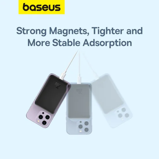 Baseus - Power Bank Mini Air (P10059002113-00) - Type-C, MagSafe зареждане, 20W, 6000mAh, с кабел Type-C, 30 см - Черен