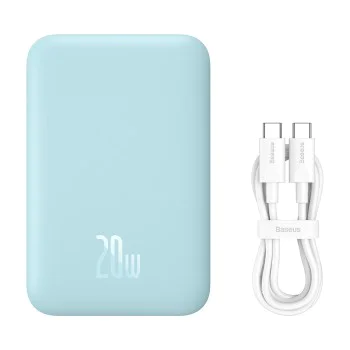 Baseus - Power Bank Mini Air (P10059002313-00) - Type-C, MagSafe зареждане, 20W, 6000mAh, с кабел Type-C, 30 см - Син