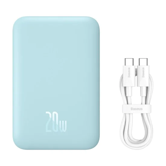 Baseus - Power Bank Mini Air (P10059002313-00) - Type-C, MagSafe зареждане, 20W, 6000mAh, с кабел Type-C, 30 см - Син
