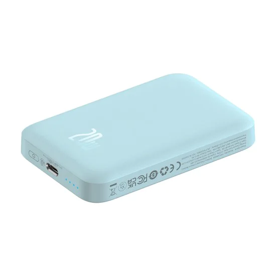 Baseus - Power Bank Mini Air (P10059002313-00) - Type-C, MagSafe зареждане, 20W, 6000mAh, с кабел Type-C, 30 см - Син