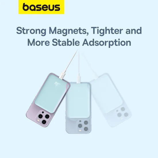 Baseus - Power Bank Mini Air (P10059002313-00) - Type-C, MagSafe зареждане, 20W, 6000mAh, с кабел Type-C, 30 см - Син