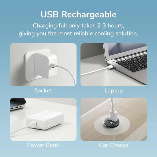 Премиум ръчен вентилатор JisuLife Life1 Plus (FA21) - преносим, Type-C, 3 скорости, 2000mAh - Кафяв