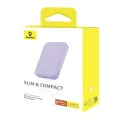 Външна батерия Type-C Type-C, безжично зареждане, 20W, 6000mAh + кабел Type-C, 30cm - Baseus Mini Air (P10059002513-00) - лилав