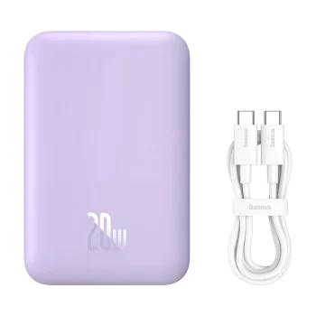 Външна батерия Type-C Type-C, безжично зареждане, 20W, 6000mAh + кабел Type-C, 30cm - Baseus Mini Air (P10059002513-00) - лилав