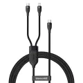 Baseus - Кабел за данни Flash Series 2in1 (CA1T2-F01) - Type-C към Type-C, Lightning 100W, 1.2m - Черен