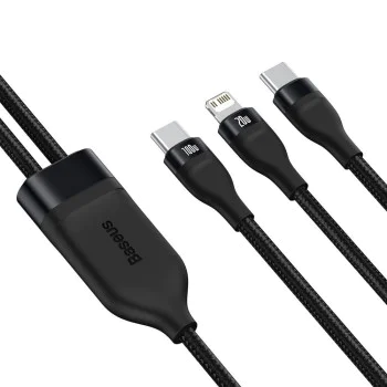 Baseus - Кабел за данни Flash Series 2in1 (CA1T2-F01) - Type-C към Type-C, Lightning 100W, 1.2m - Черен