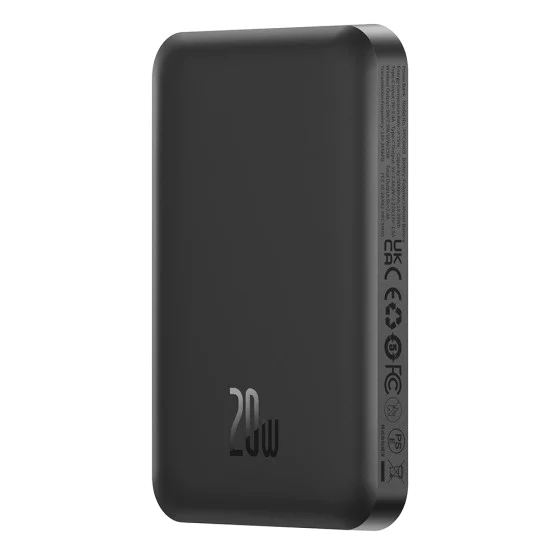 Baseus - Power Bank Mini (P10022107113-00) - Type-C, MagSafe зареждане, 20W, 5000mAh, с кабел Type-C, 30 см - Черен