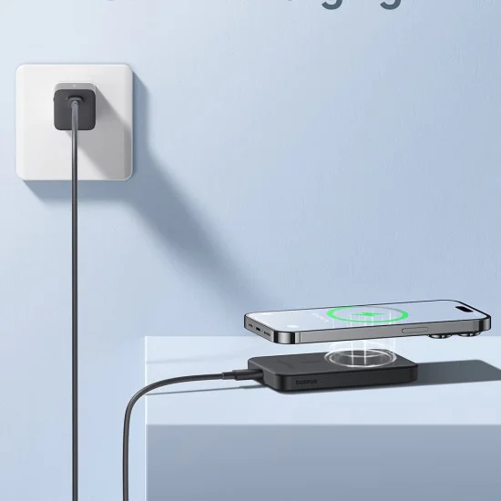 Baseus - Power Bank Mini (P10022107113-00) - Type-C, MagSafe зареждане, 20W, 5000mAh, с кабел Type-C, 30 см - Черен