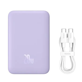 USB-C външна батерия, MagSafe, 10000mAh, 20W - Baseus Magnetic Mini (PPCX110105) - лилав