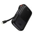 Външен пакет батерии 2x Lightning, Type-C, USB, 20W, 10000mAh + Type-C кабел, 3A - Baseus Qpow Pro (PPQD020001) - черен