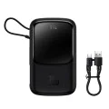 Външен пакет батерии 2x Lightning, Type-C, USB, 20W, 10000mAh + Type-C кабел, 3A - Baseus Qpow Pro (PPQD020001) - черен