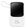 Външен пакет батерии Lightning, 2x Type-C, USB, 22,5 W, 10000 mAh + Type-C кабел, 3 A - Baseus Qpow Pro (PPQD020102) - бял