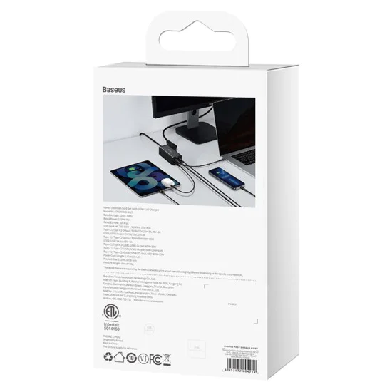 GaN3 Pro 100W захранващо зарядно/кабел - Baseus (PSZM000201) - черен