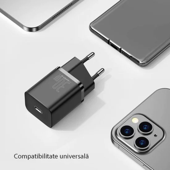 Зарядно устройство Priza, USB-C, 30W - Baseus Super Si (CCSUP-J01) - черно