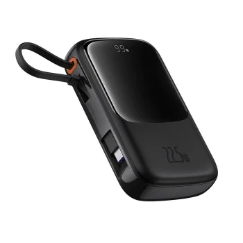 Външен батериен пакет Lightning, 2x Type-C, USB, 22.5W, 10000mAh + Type-C кабел - Baseus Qpow Pro+ (P10067101113113-00) - черен