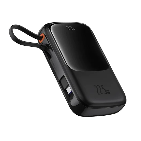 Външен батериен пакет Lightning, 2x Type-C, USB, 22.5W, 10000mAh + Type-C кабел - Baseus Qpow Pro+ (P10067101113113-00) - черен