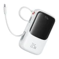Външен батериен пакет Lightning, 2x Type-C, USB, 22.5W, 10000mAh + Type-C кабел - Baseus Qpow Pro+ (P10067101213-00) - Бял