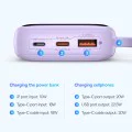 Външен батериен пакет Lightning, 2x Type-C, USB, 22.5W, 10000mAh + Type-C кабел - Baseus Qpow Pro+ (P10067101513-00) - лилав