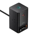 Зарядно устройство 3 x AC, USB, Type-C с кабел Type-C, 65 W, щепсел за САЩ - Baseus (PSLR000101) - черно