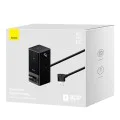 Зарядно устройство 3 x AC, USB, Type-C с кабел Type-C, 65 W, щепсел за САЩ - Baseus (PSLR000101) - черно