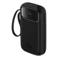 Външен пакет батерии 2x Lightning, 3x Type-C, 2x USB, 22.5W, 10000mAh + Type-C кабел, 30cm - Baseus Qpow Pro+ (P1005555003113-00) - черен