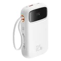 Външен пакет батерии 2x Lightning, 3x Type-C, 2x USB, 22.5W, 10000mAh + Type-C кабел, 30cm - Baseus Qpow Pro+ (P1005555003223-00) - Бял