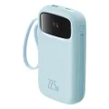Външен пакет батерии 2x Lightning, 3x Type-C, 2x USB, 22.5W, 10000mAh + Type-C кабел, 30cm - Baseus Qpow Pro+ (P1005555003313-00) - син