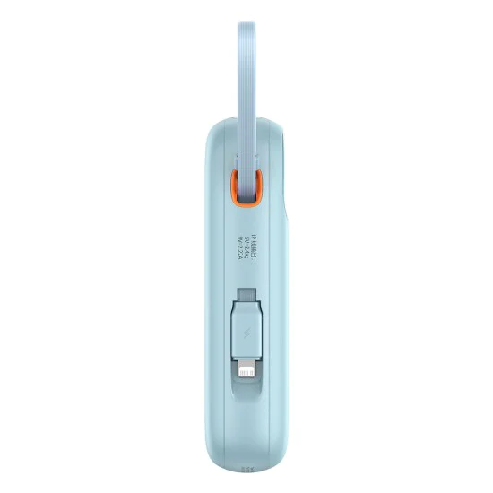 Външен пакет батерии 2x Lightning, 3x Type-C, 2x USB, 22.5W, 10000mAh + Type-C кабел, 30cm - Baseus Qpow Pro+ (P1005555003313-00) - син