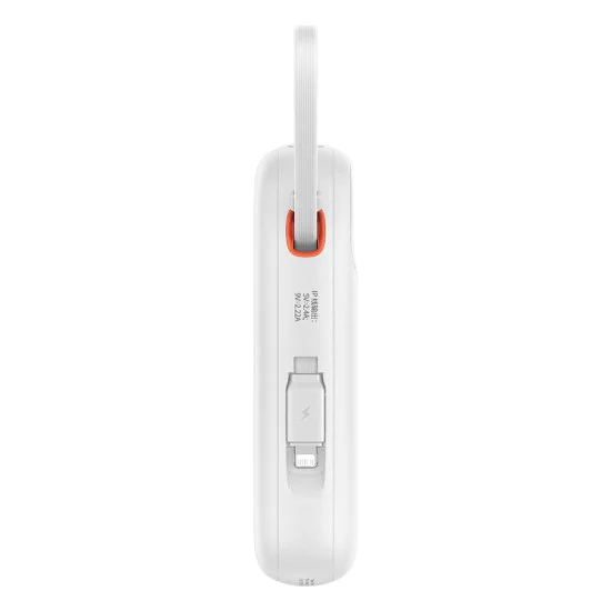 Baseus - Power Bank Qpow Pro+ (P10055002223-00) - Lightning, 2x Type-C, USB, 22.5W, 20000mAh, Кабел Type-C, 30 см - Бял
