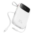 Baseus - Power Bank Qpow Pro+ (P10055002223-00) - Lightning, 2x Type-C, USB, 22.5W, 20000mAh, Кабел Type-C, 30 см - Бял