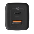 Baseus - Зарядно за стена GaN Lite (CCGAN2L-B01) - Бързо зарядно, USB, Type-C, 65W - Черно
