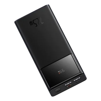 Външен пакет батерии 2x USB, Type-C, Micro-USB, 22.5W, 20000mAh + Type-C кабел, 3A, 30cm - Baseus Star-Lord (PPXJ080001) - Черен