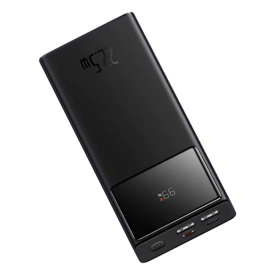 Външен пакет батерии 2x USB, Type-C, Micro-USB, 22.5W, 20000mAh + Type-C кабел, 3A, 30cm - Baseus Star-Lord (PPXJ080001) - Черен