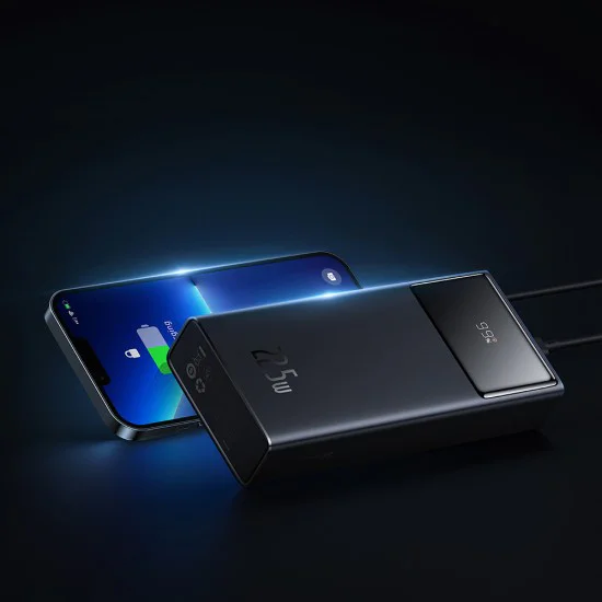 Външен пакет батерии 2x USB, Type-C, Micro-USB, 22.5W, 20000mAh + Type-C кабел, 3A, 30cm - Baseus Star-Lord (PPXJ080001) - Черен