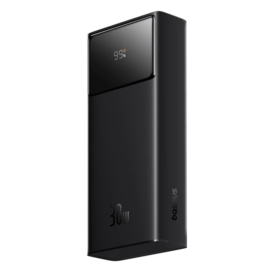 Външен пакет батерии 2x USB, Type-C, Micro-USB, 30W, 20000mAh + Type-C кабел, 3A, 30cm - Baseus Star-Lord (P1002290904113-00) - Черен