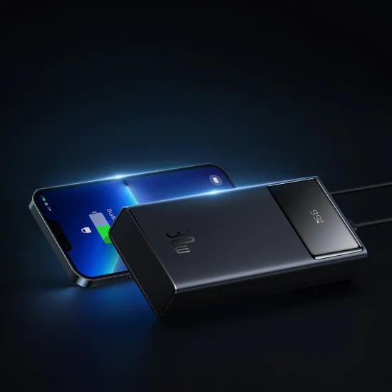 Външен пакет батерии 2x USB, Type-C, Micro-USB, 30W, 20000mAh + Type-C кабел, 3A, 30cm - Baseus Star-Lord (P1002290904113-00) - Черен
