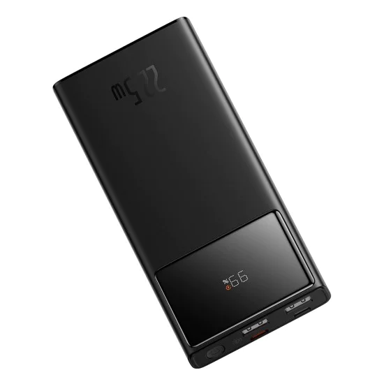 Външен пакет батерии 2x USB, Type-C, Micro-USB, 22.5W, 10000mAh + Type-C кабел, 3A, 30cm - Baseus Star-Lord (PPXJ100001) - черен
