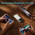 Външен пакет батерии 2x USB, Type-C, Micro-USB, 22.5W, 10000mAh + Type-C кабел, 3A, 30cm - Baseus Star-Lord (PPXJ100002) - бял