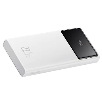 Външен пакет батерии 2x USB, Type-C, Micro-USB, 22.5W, 10000mAh + Type-C кабел, 3A, 30cm - Baseus Star-Lord (PPXJ100002) - бял