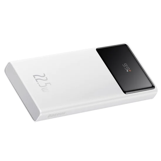 Външен пакет батерии 2x USB, Type-C, Micro-USB, 22.5W, 10000mAh + Type-C кабел, 3A, 30cm - Baseus Star-Lord (PPXJ100002) - бял