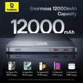 Външен батериен пакет 2x Type-C, 65W, 12000mAh + USB-C кабел - Baseus (P10063801323-00) - син
