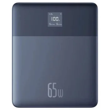 Външен батериен пакет 2x Type-C, 65W, 12000mAh + USB-C кабел - Baseus (P10063801323-00) - син