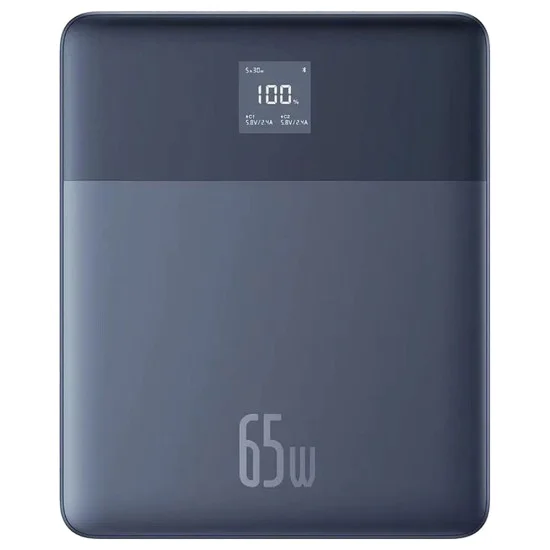 Външен батериен пакет 2x Type-C, 65W, 12000mAh + USB-C кабел - Baseus (P10063801323-00) - син